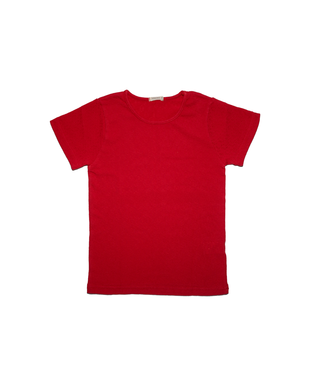Eyelet Short Sleeve Tee in Red