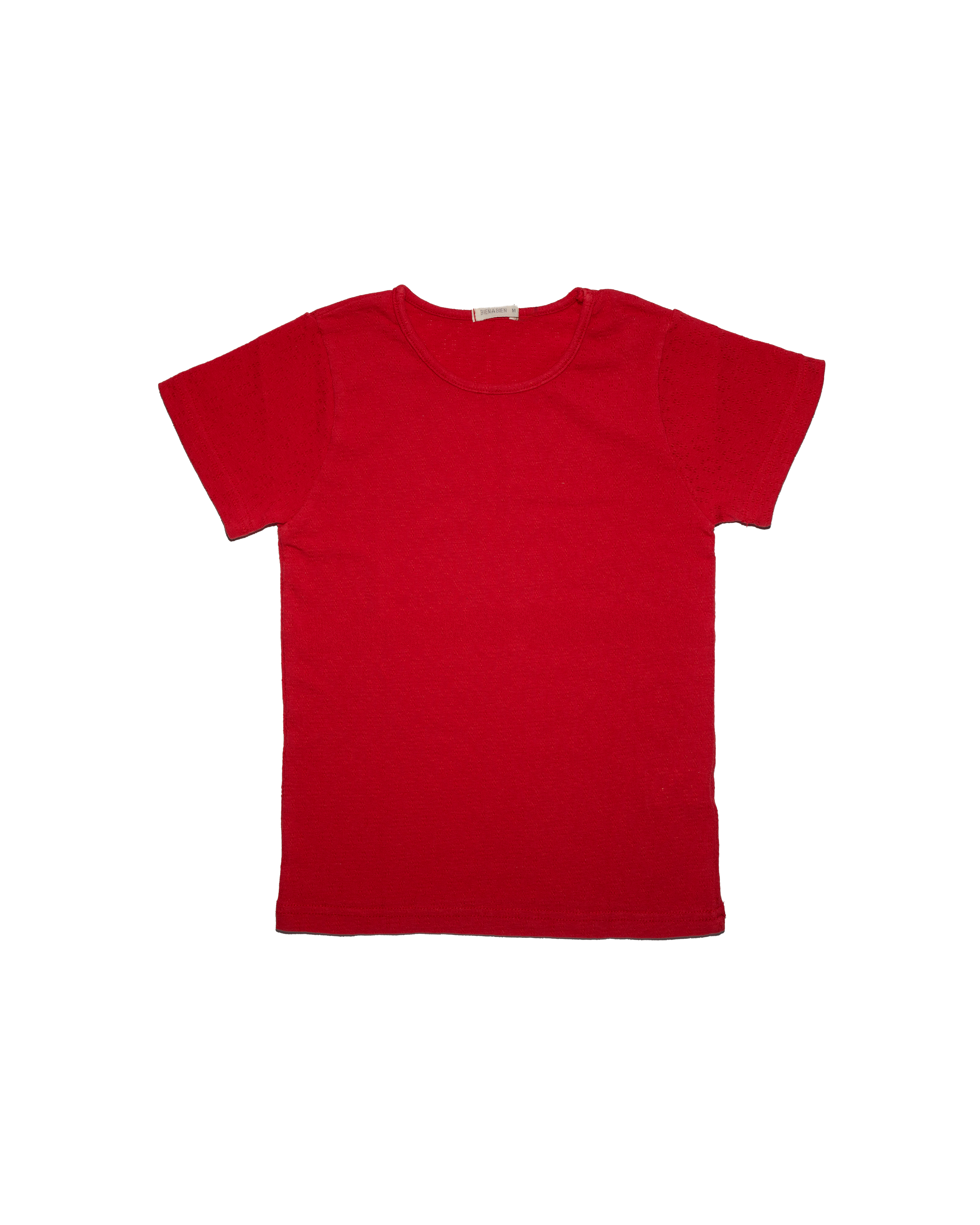 Eyelet Short Sleeve Tee in Red