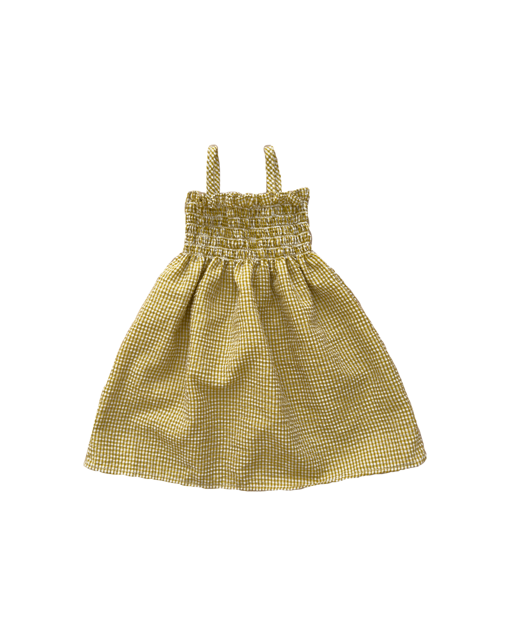 Smocked Gingham Dress in Yellow